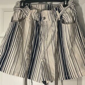 Women’s Time and Tru Navy and White Striped Shorts